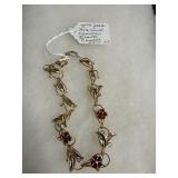 Gold-Filled Floral Red Stone Necklace