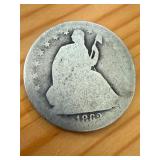 1862 Seated Liberty Silver Half Dollar