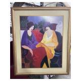Framed Artwork of Two Women by Tom Tracy