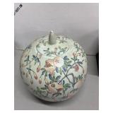Ceramic Jar with Floral Design and Lid