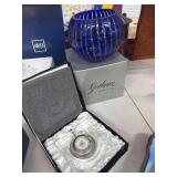 Gorham Blue Crystal Bowl and Desk Clock