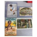4 Vintage Postcards With Imagery