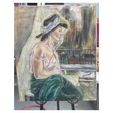 Oil Painting of Woman with Urban Background
