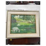 Framed Landscape and Animal Artwork Trio
