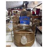 Gold-Tone Metal Birdcage with Glass Feeder