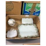 Milk Glass Vanity Dish Set with Lid
