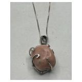 Sterling Rhodochrosite Pendant Necklace