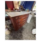 Marble Top Four-Drawer Wood Dresser