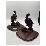 Syroco Wood Ornamental Bookends, Made in USA