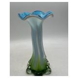 8' Blue and Green Art Glass Vase