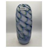 Eastern 14' Swirl Art Glass Vase Blue Green White