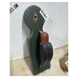 Folk Art Wood Pecker Bird Carving on Green Plaque