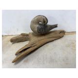 Wood Shore Bird Carving on Driftwood Base