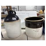 Stoneware Jug and 2-Gallon Crown Crock