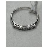 14K White Gold White Sapphire Ring Size 8