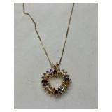 Sterling Heart Necklace with Gemstones