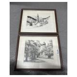 Framed S. Bindet Prints, 15x12'