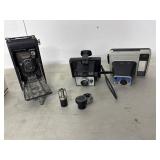 Camera Lot: EK Folding, Polaroid, Kodak, Lenses