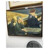 Merrill Oil Painting, Men Playing Checkers, 25x18'