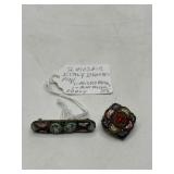 2 Italy Micro Mosaic Brooches Early Pins