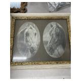 Framed 24x20' Portrait of Two Horses