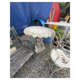 Cast Concrete Bird Bath with Fish Motif Base