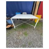 White 59x59 Metal Table with Cross Support