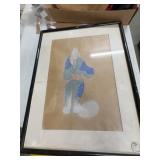 Framed Japanese Fox Yokai Watercolor Artwork