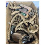 Wooden Nautical Block and Tackle with Rope