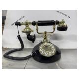 Loris Telefon Rotary-Style Desk Phone, Black/Brass