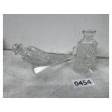 2pc Crystal Perfume Bottles, One Stopper Missing
