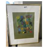Framed Abstract Art Signed O'Neil 1986, 16x21'