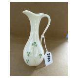 Belleek Shamrock Embossed Porcelain Pitcher