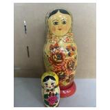 Russian Nesting Dolls Set, USSR Marked, 10.5'