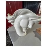 White Glazed Ceramic Horse Head Vase 16' Tall