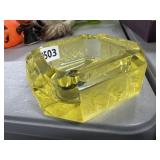 1930s Czech Art Glass Ashtray Zodiac Motifs