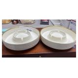 Pair Lenox USA Porcelain Ashtrays With Gold Trim