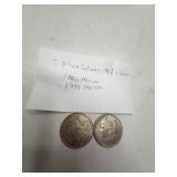 Two Morgan Silver Dollars 1880 and 1889