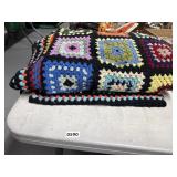 Vintage Hand-Crocheted Granny Square Afghan bed