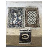 Three Small Tapestry and Wool Rug Mats