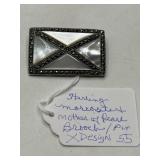Sterling Marcasite & Mother of Pearl Brooch