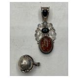 Sterling Pendant and Orb Locket Lot
