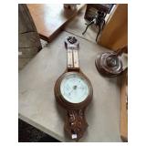 Wood Wall Barometer Thermometer Storm Glass Broken