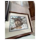 Charles Frace Wolf Print 22x19 Framed Signed AP