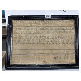 Antique 16x20 Sampler by Hance Whitney, Framed