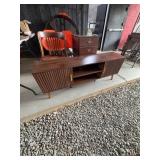 Walnut Media Console with Grooved Doors 12x54x20
