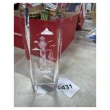Etched Crystal Lighthouse Decorative Vase