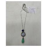 Sterling Pendant Necklace Lapis Agate Onyx