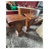 Pair Leather-Wrapped Pedestal Cabinets 30x13 in