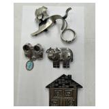 Sterling Pins and Ring Animal House Lot